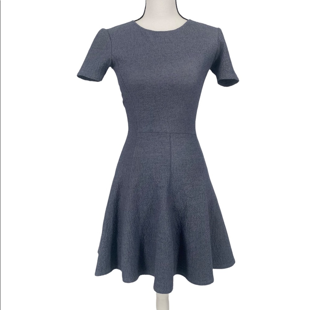 Theory Albita Fit & Flare Blue Gray Short Sleeve Dress Mini Size 4